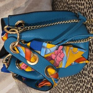 Italian Leather L'Artigiano Sorrento Monaco Blue Handbag